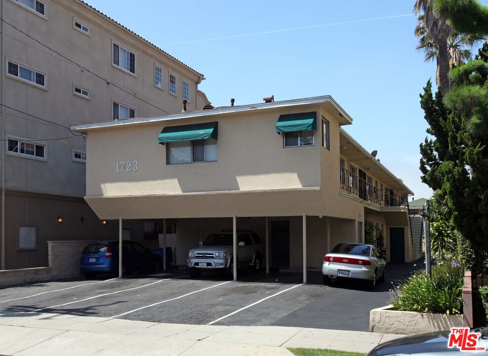 a view of a building with a street