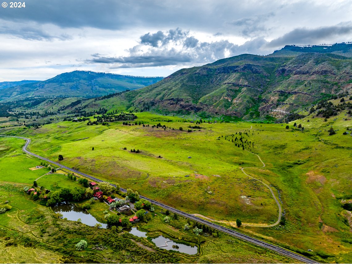 a view of a lush green hillside and houses