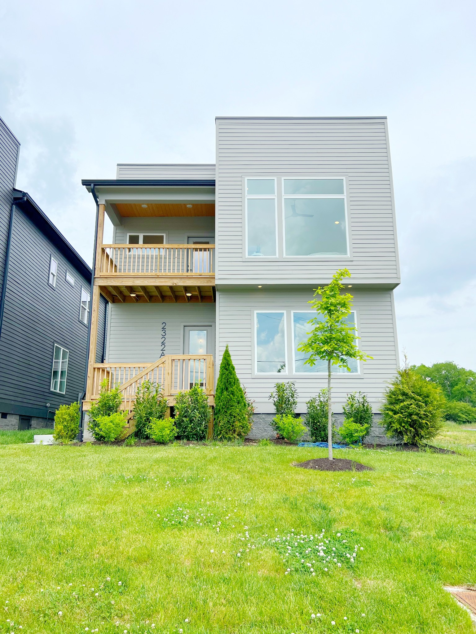 a house view with a garden space