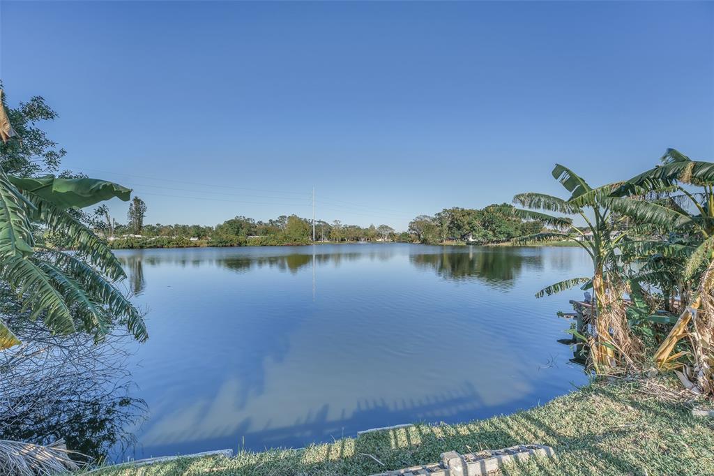 a view of a lake with houses