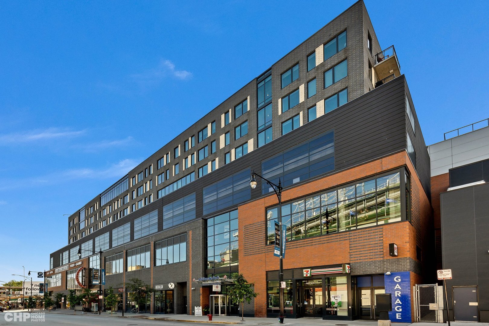 a large building with a street