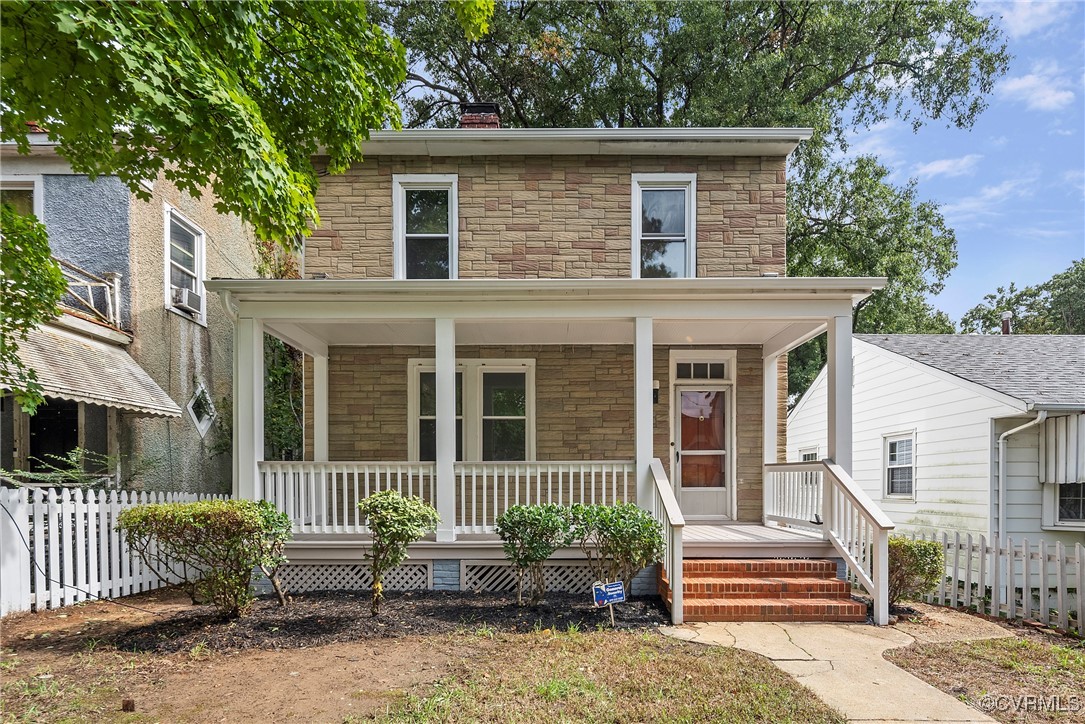 Front facade with a porch