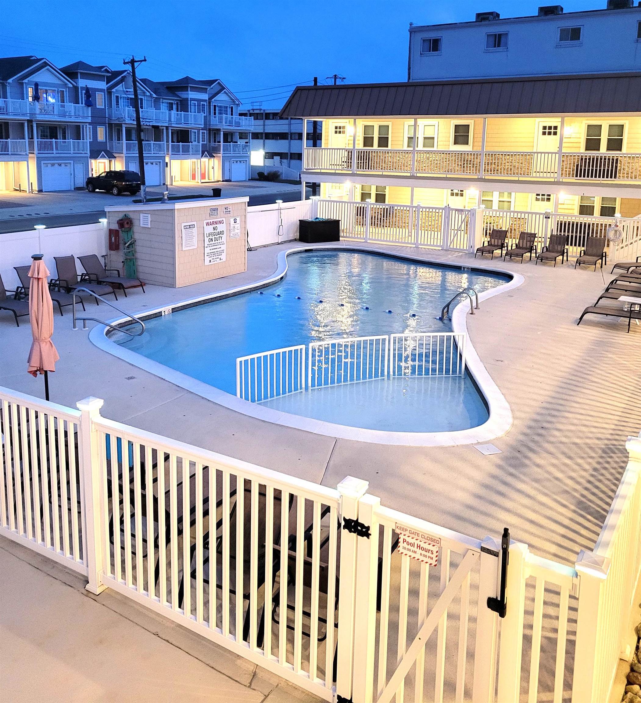 a view of a swimming pool and outdoor space