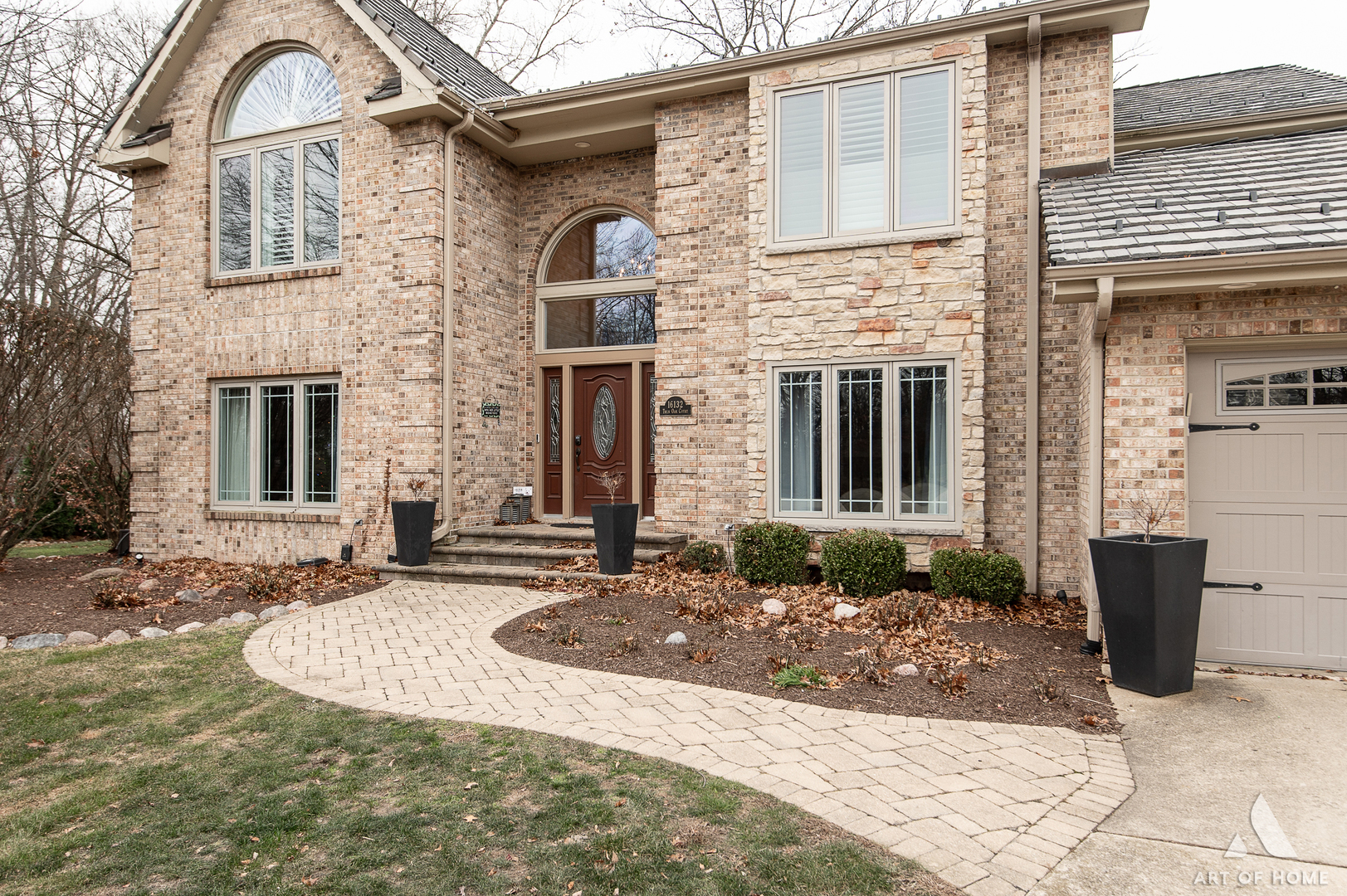 a front view of a house with entertaining space