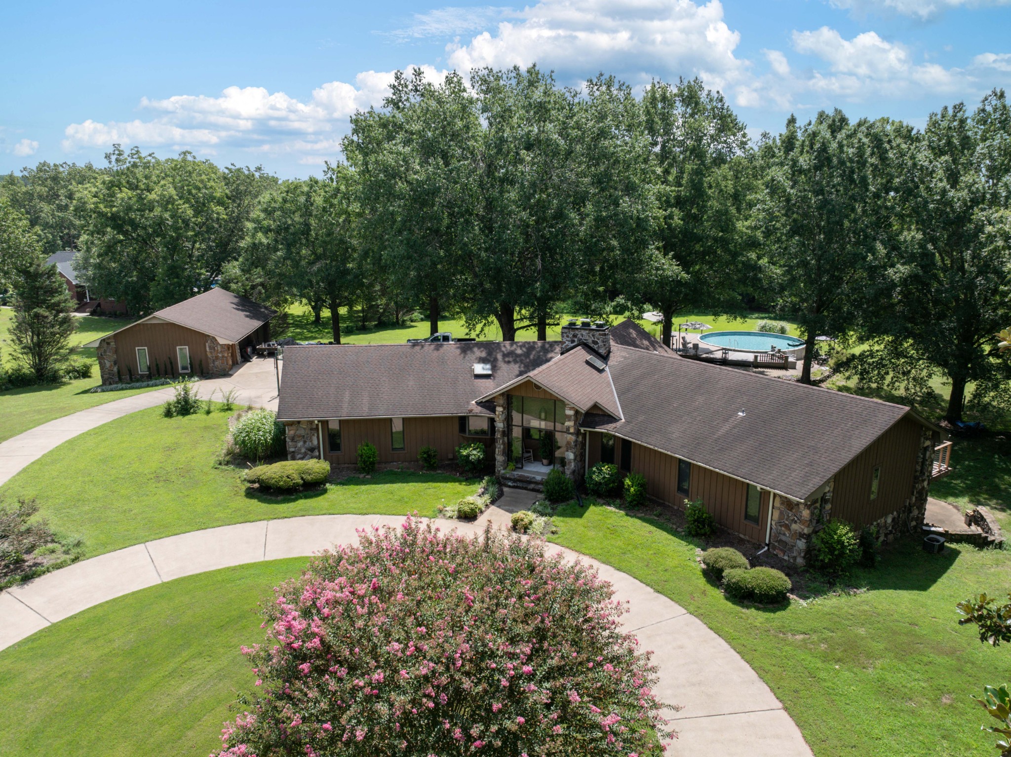 an aerial view of a house