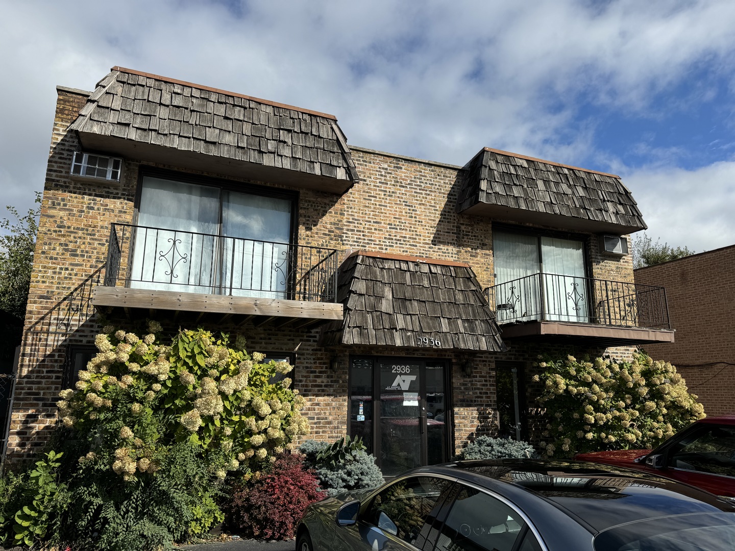 a view of a house with a balcony