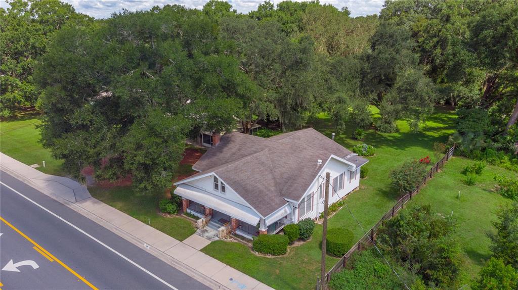 an aerial view of a house