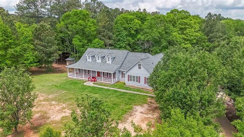 an aerial view of a house