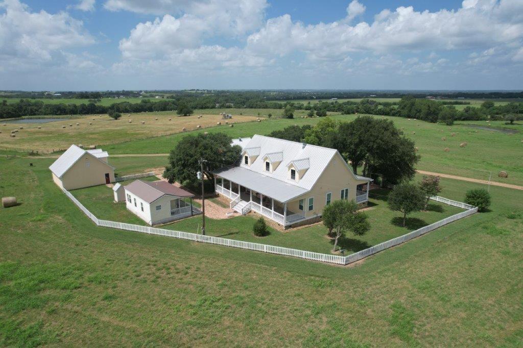 an aerial view of a house