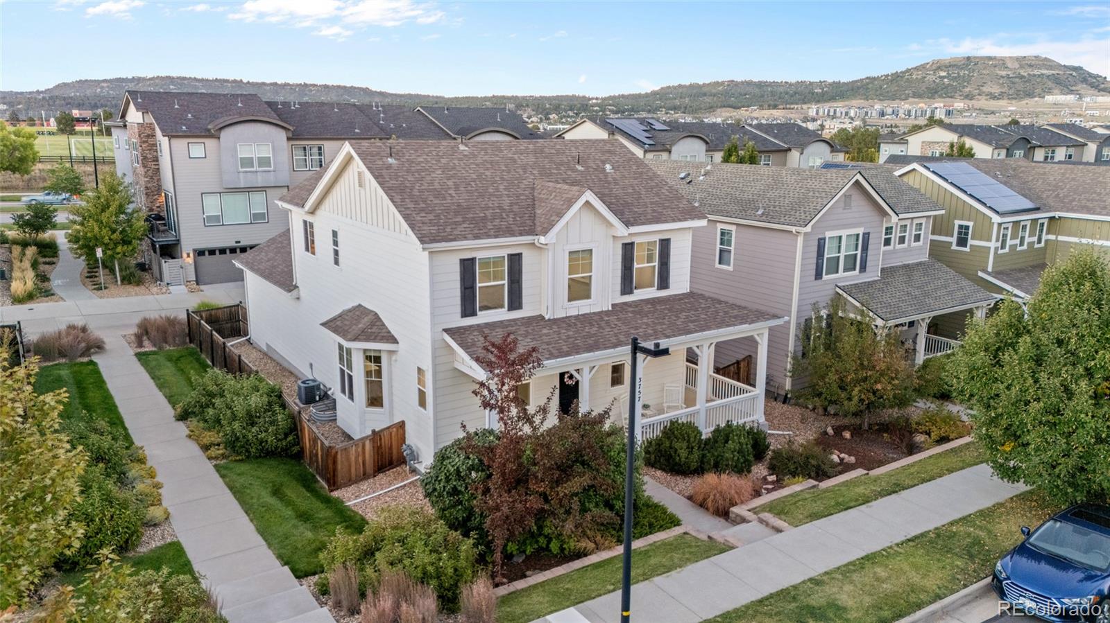 an aerial view of a house