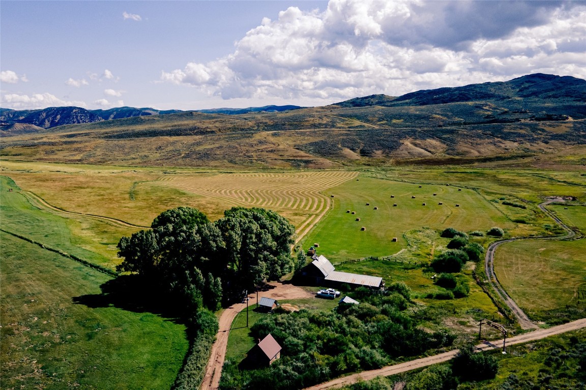 Bird's eye view featuring a rural view and a mountain view