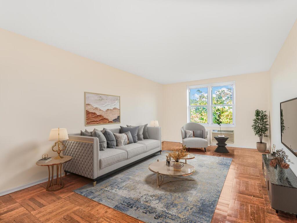 a living room with furniture