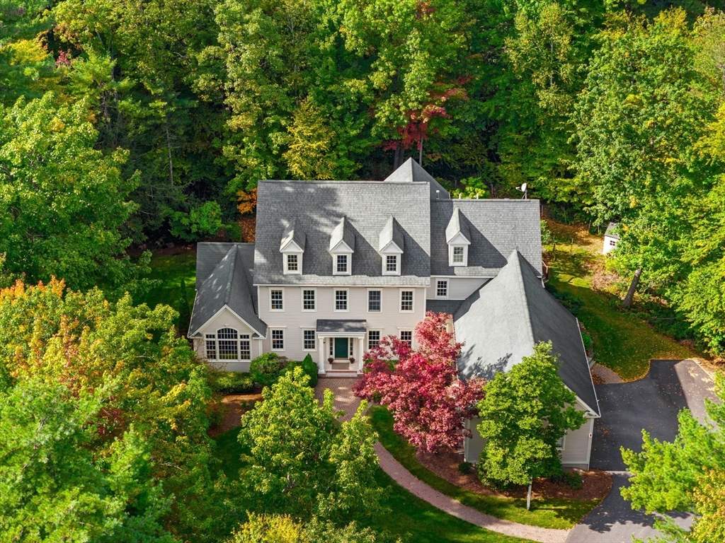 an aerial view of a house