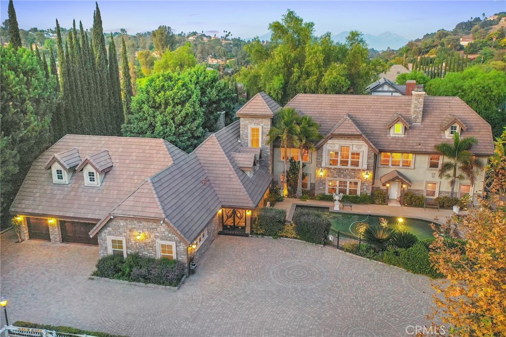 an aerial view of a house