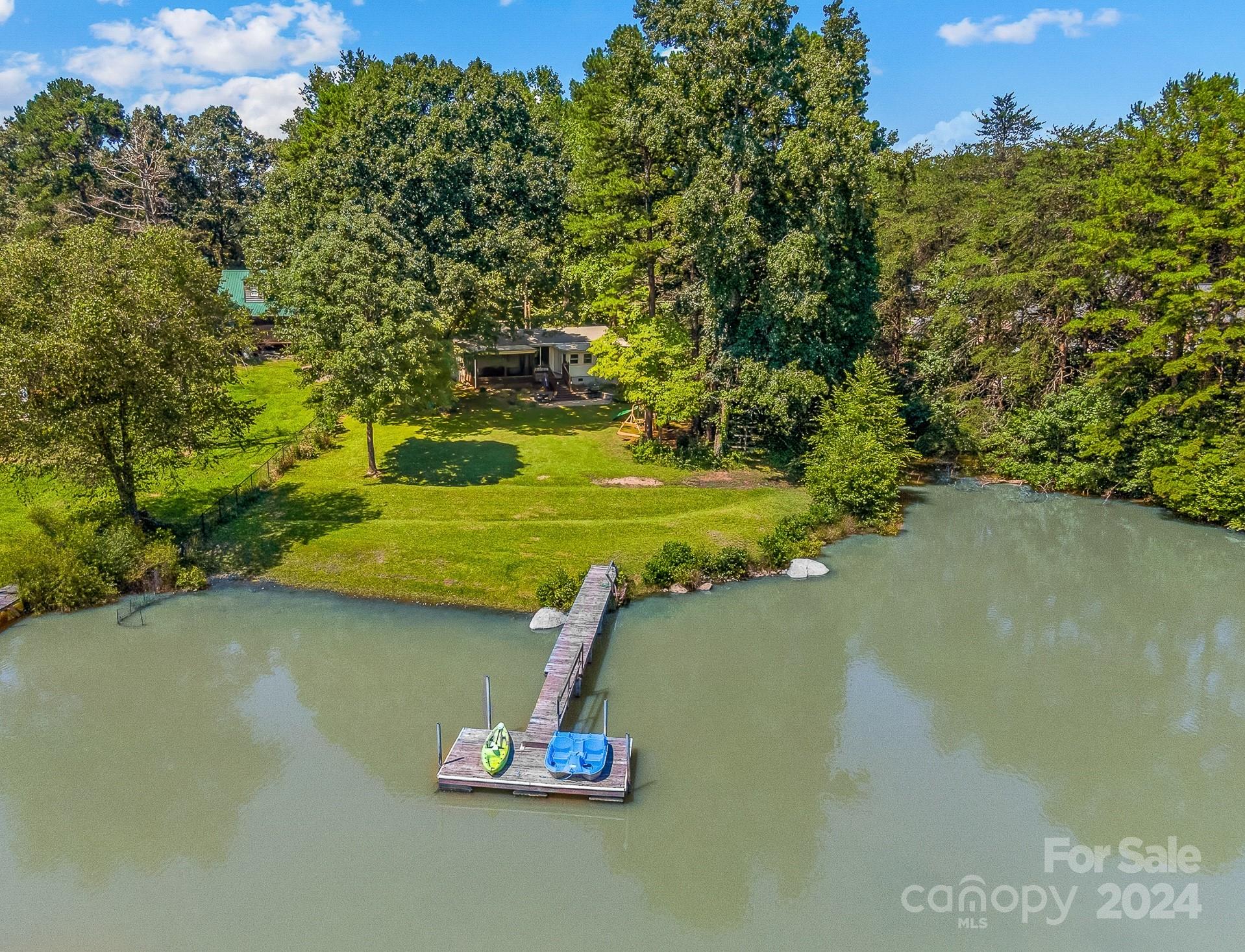 a view of a lake from a yard