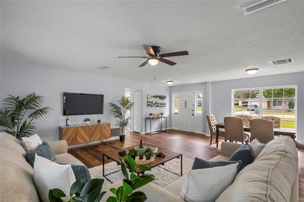 a living room with furniture