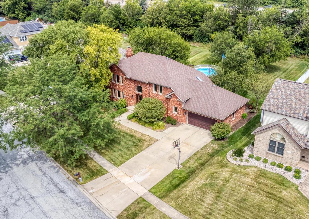 an aerial view of a house