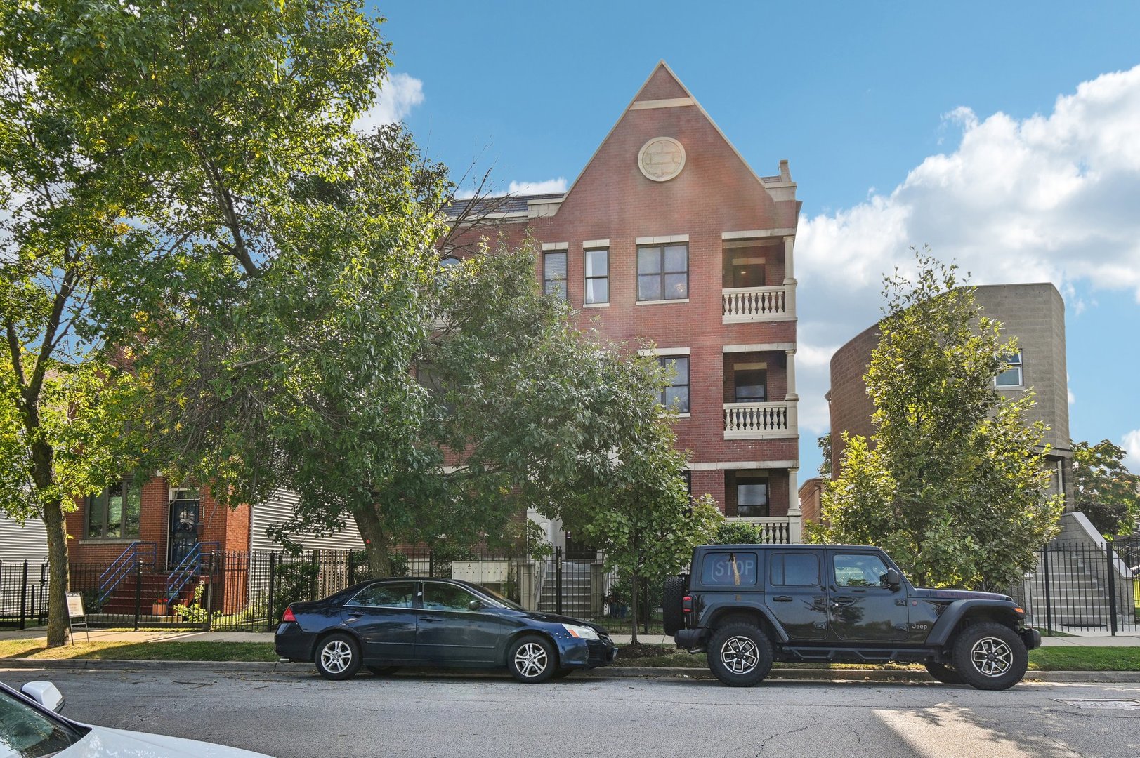 a car parked in front of a building