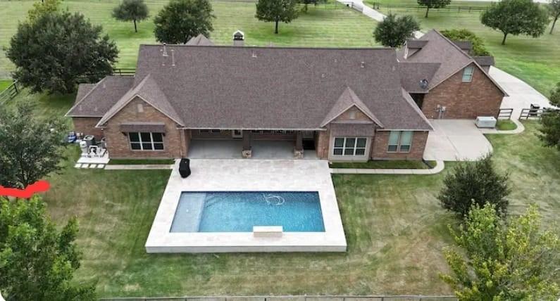 an aerial view of a house