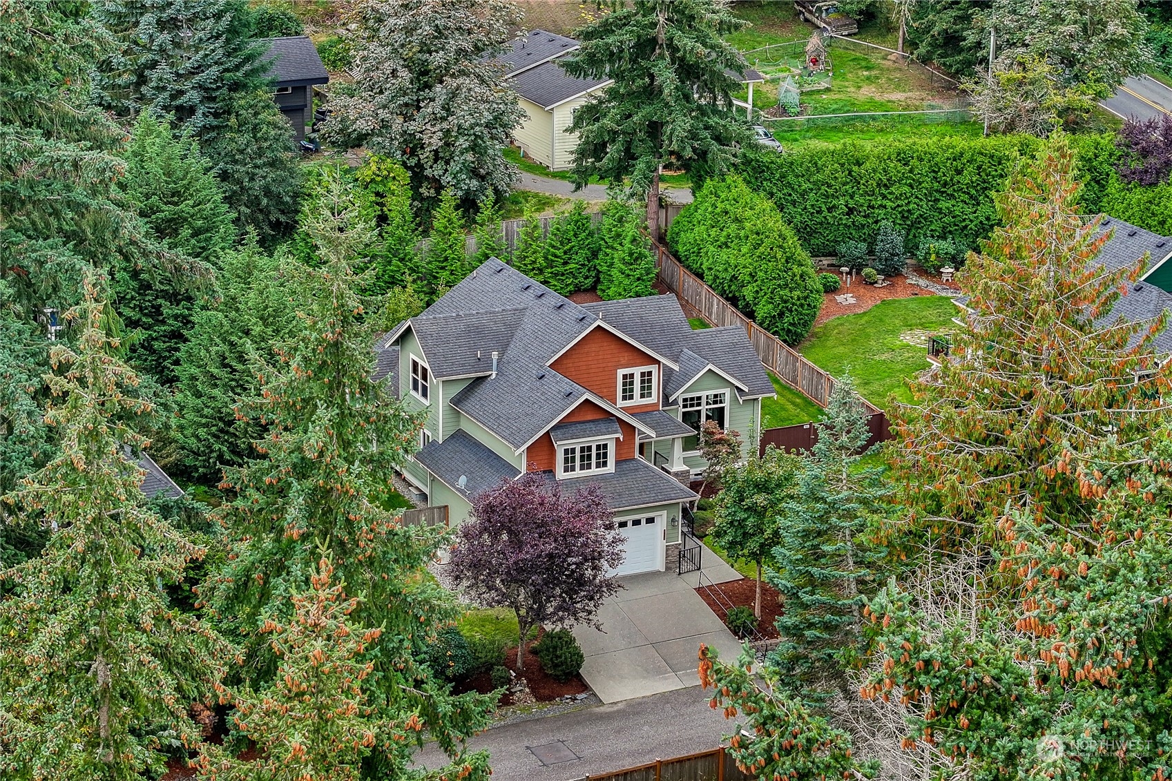 an aerial view of a house