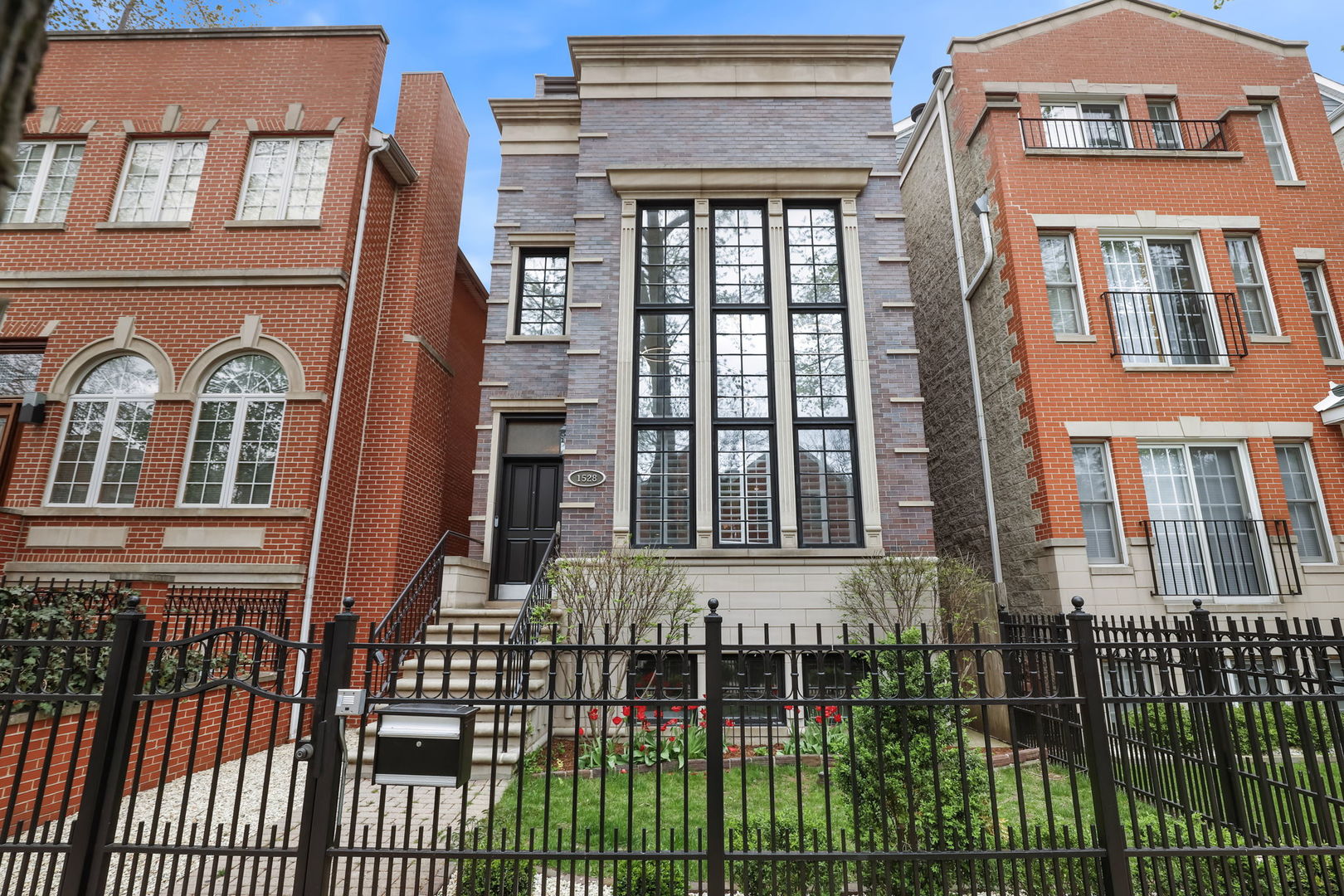 front view of a brick building