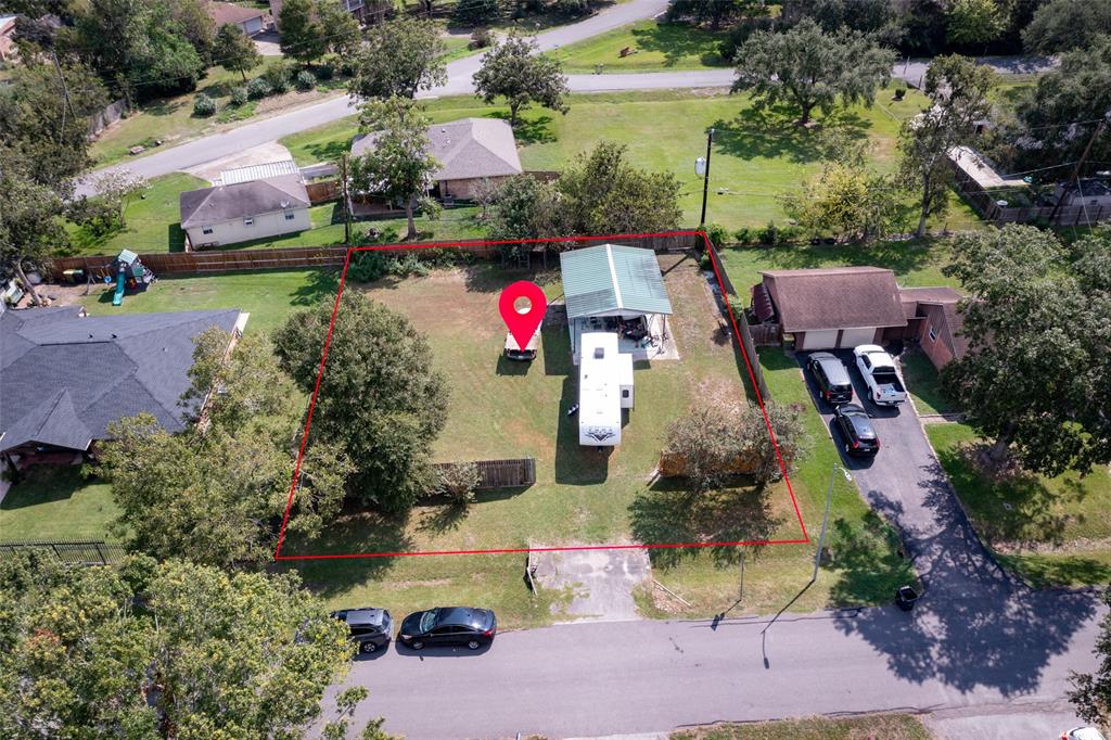 an aerial view of a house