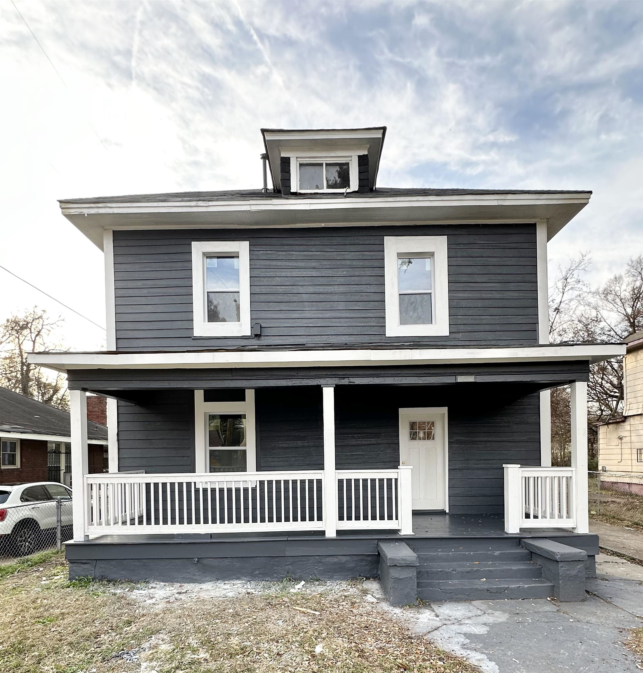 a front view of a house