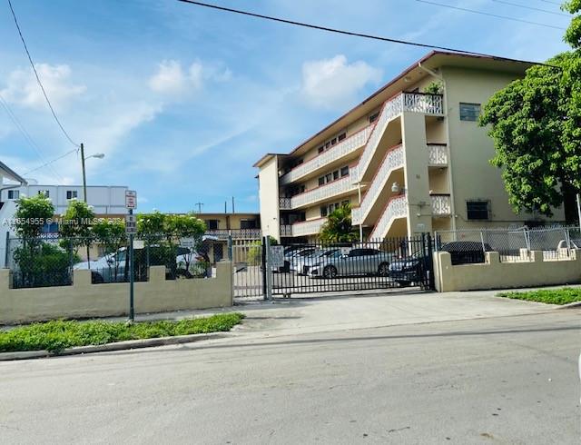 a view of a building with street view