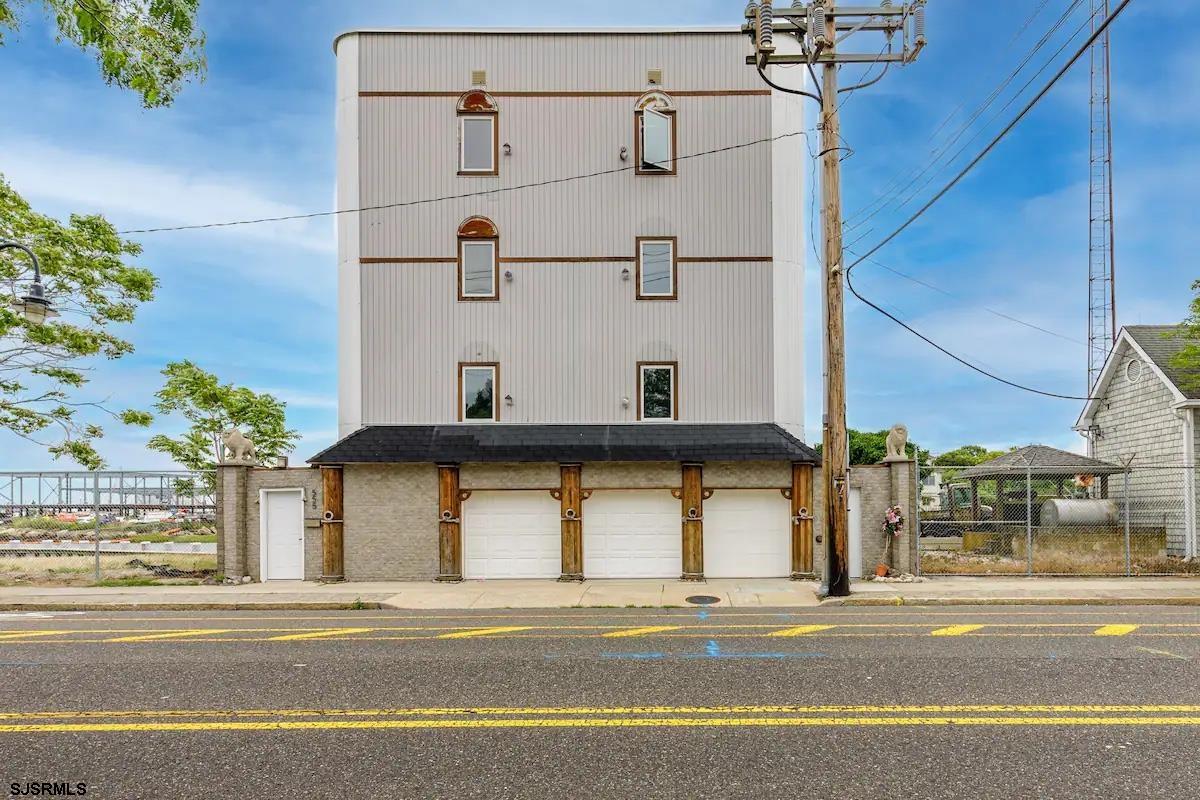 a view of a building on the street