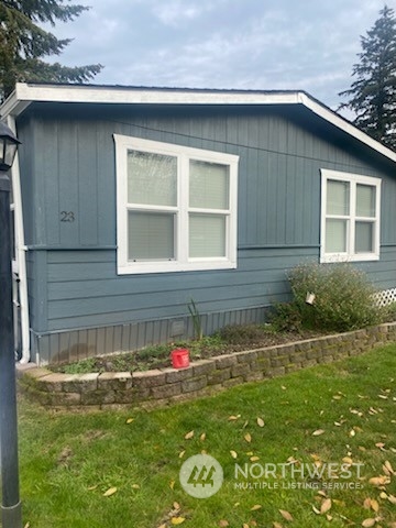 a front view of a house with patio