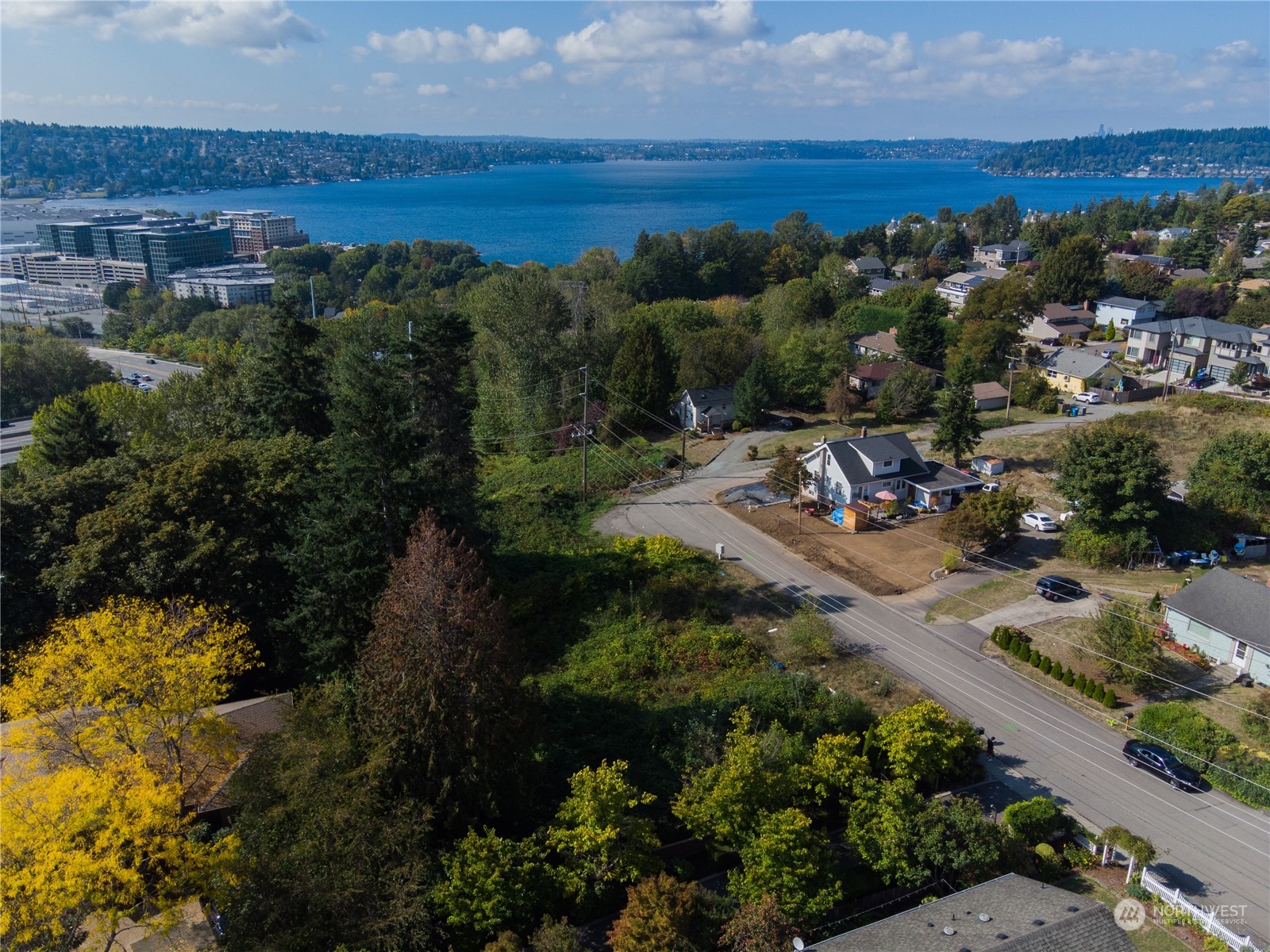 an aerial view of a house with outdoor space