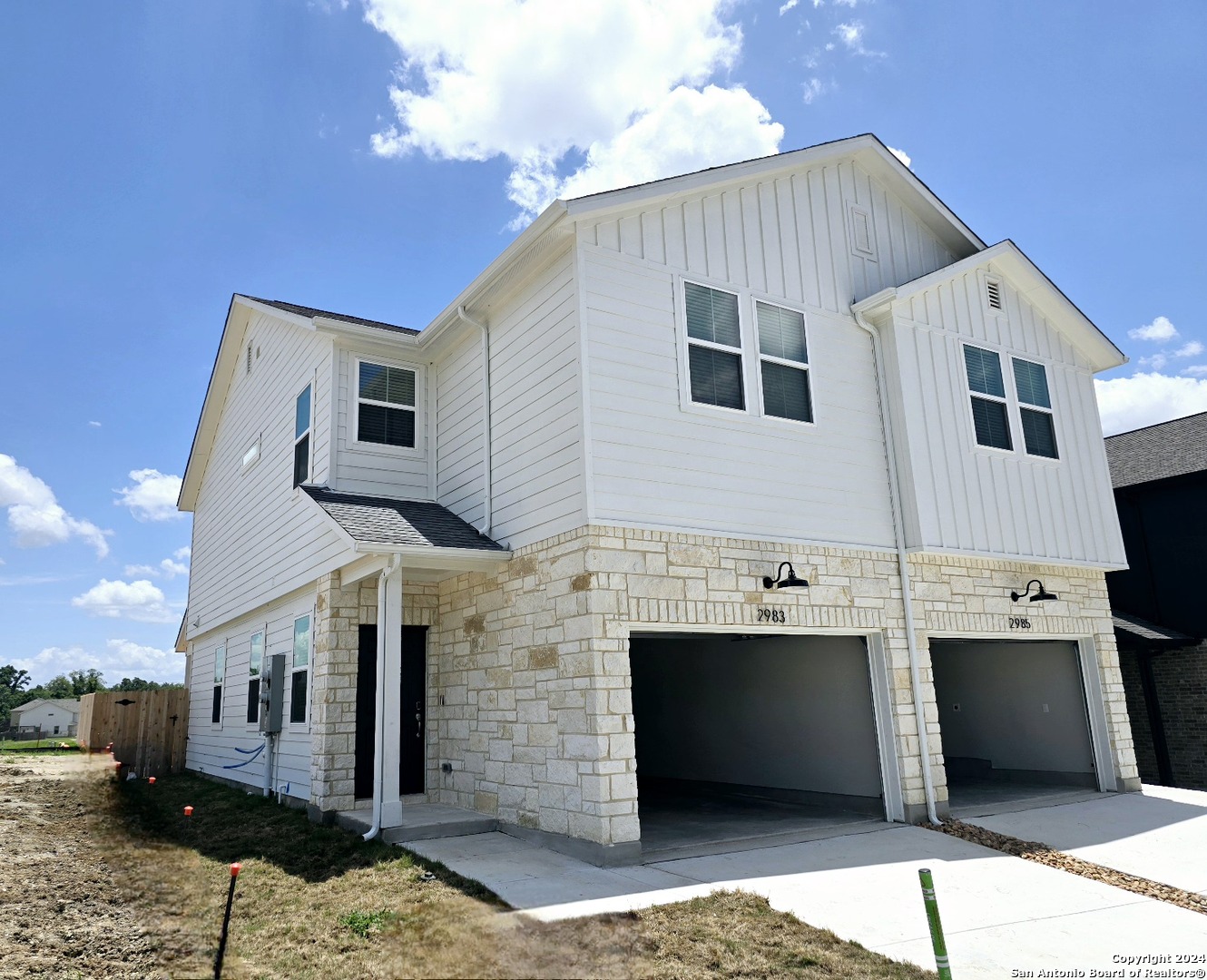 a front view of a house with windows