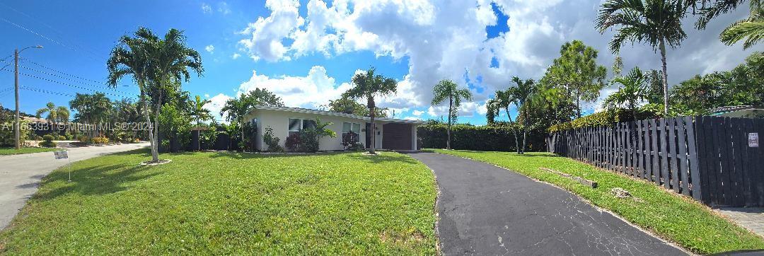 a view of a backyard with palm trees