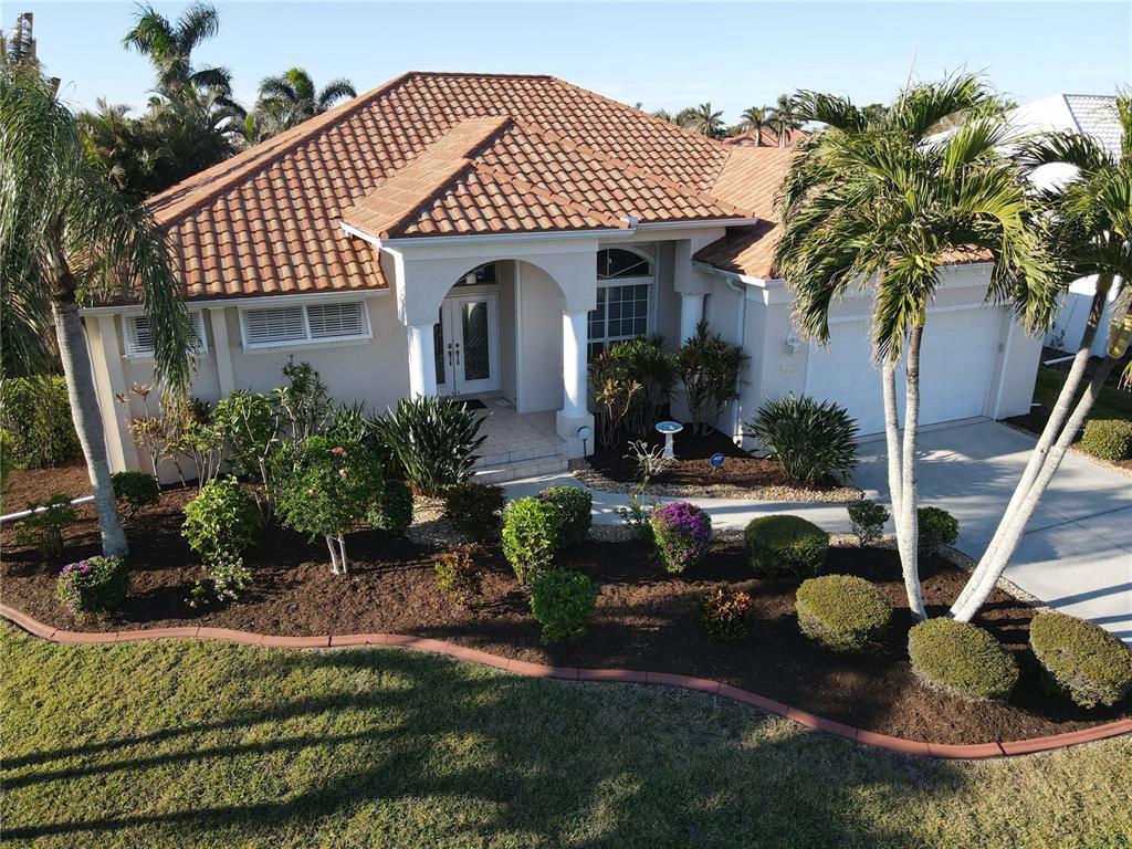 a front view of a house with entertaining space