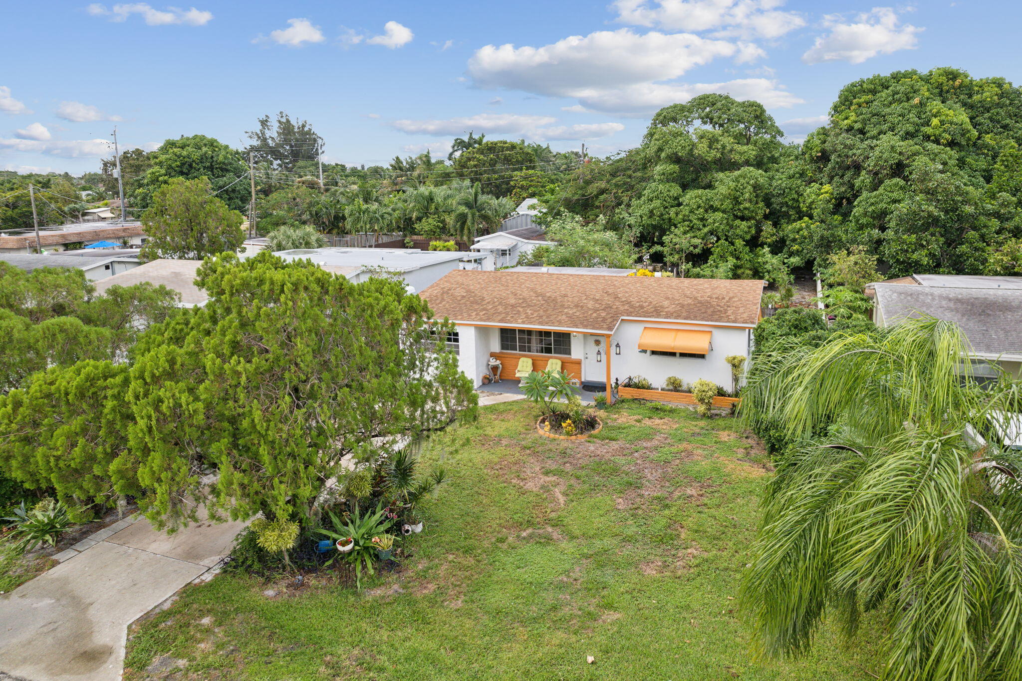 an aerial view of a house