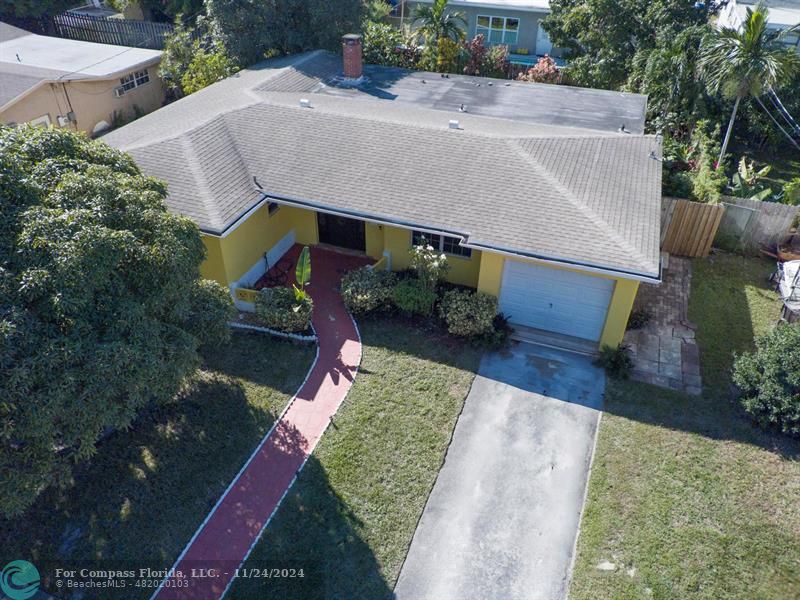 an aerial view of a house