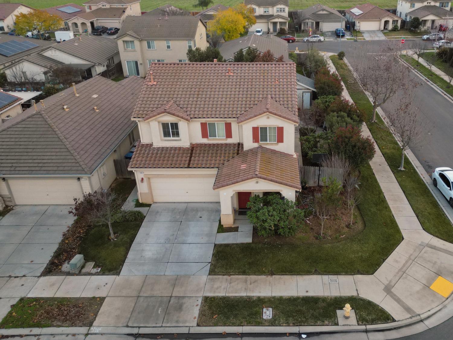 an aerial view of a house