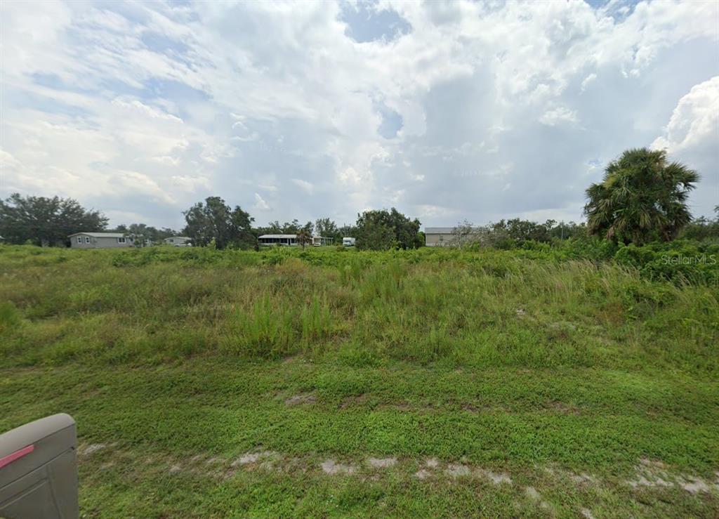 a view of a big yard with lots of green space