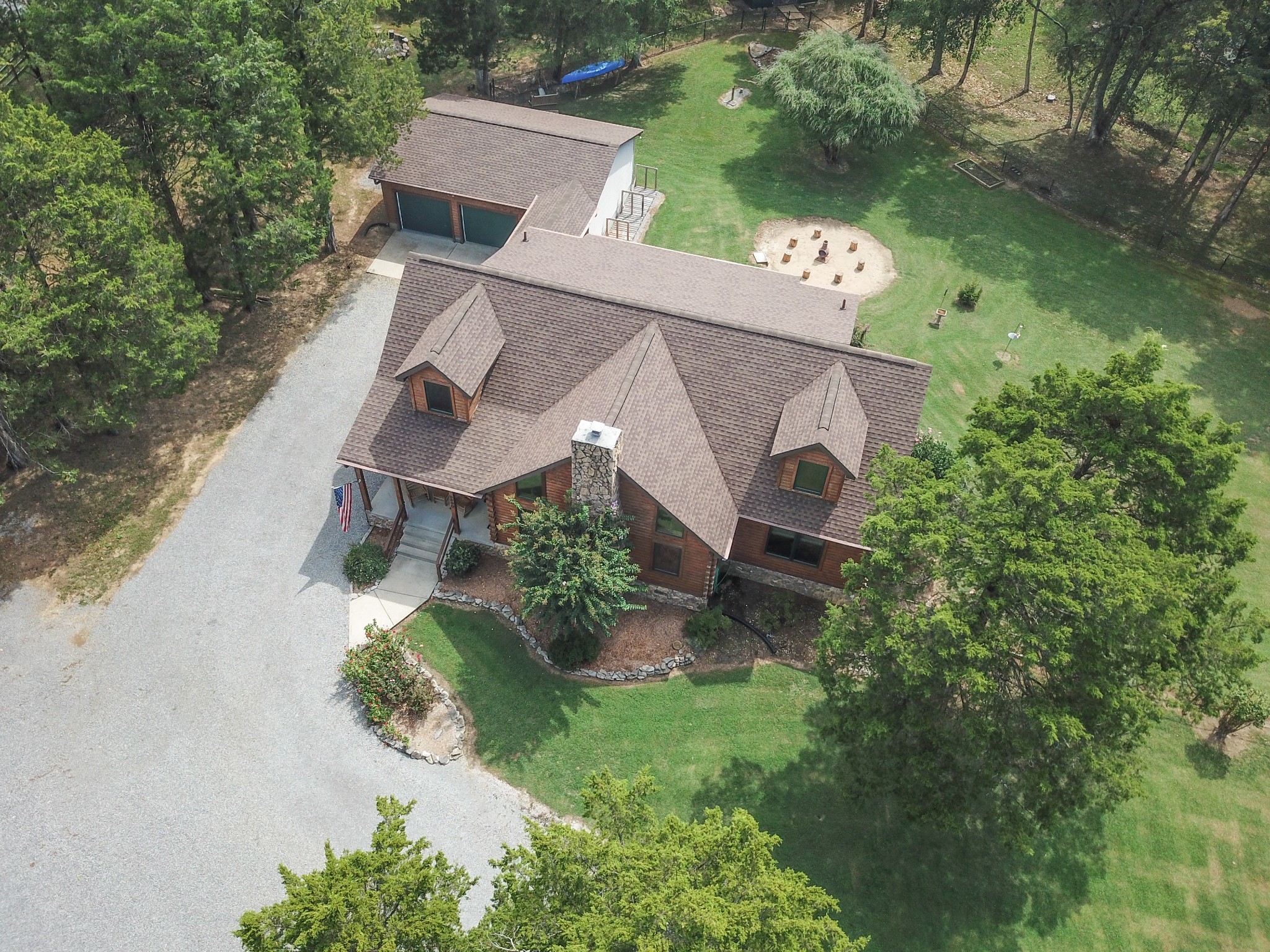 an aerial view of a house