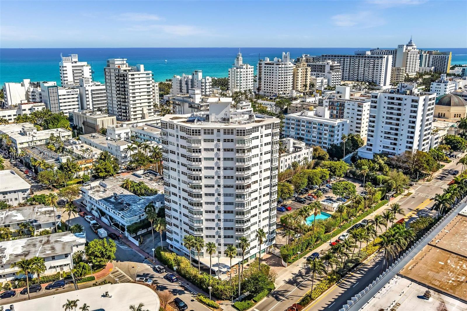 a city view with tall buildings