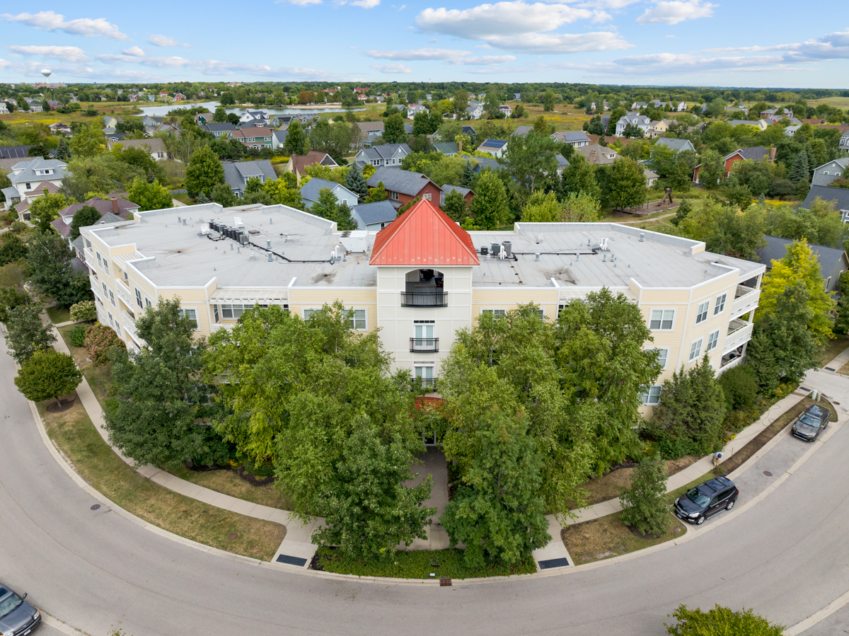 an aerial view of a house