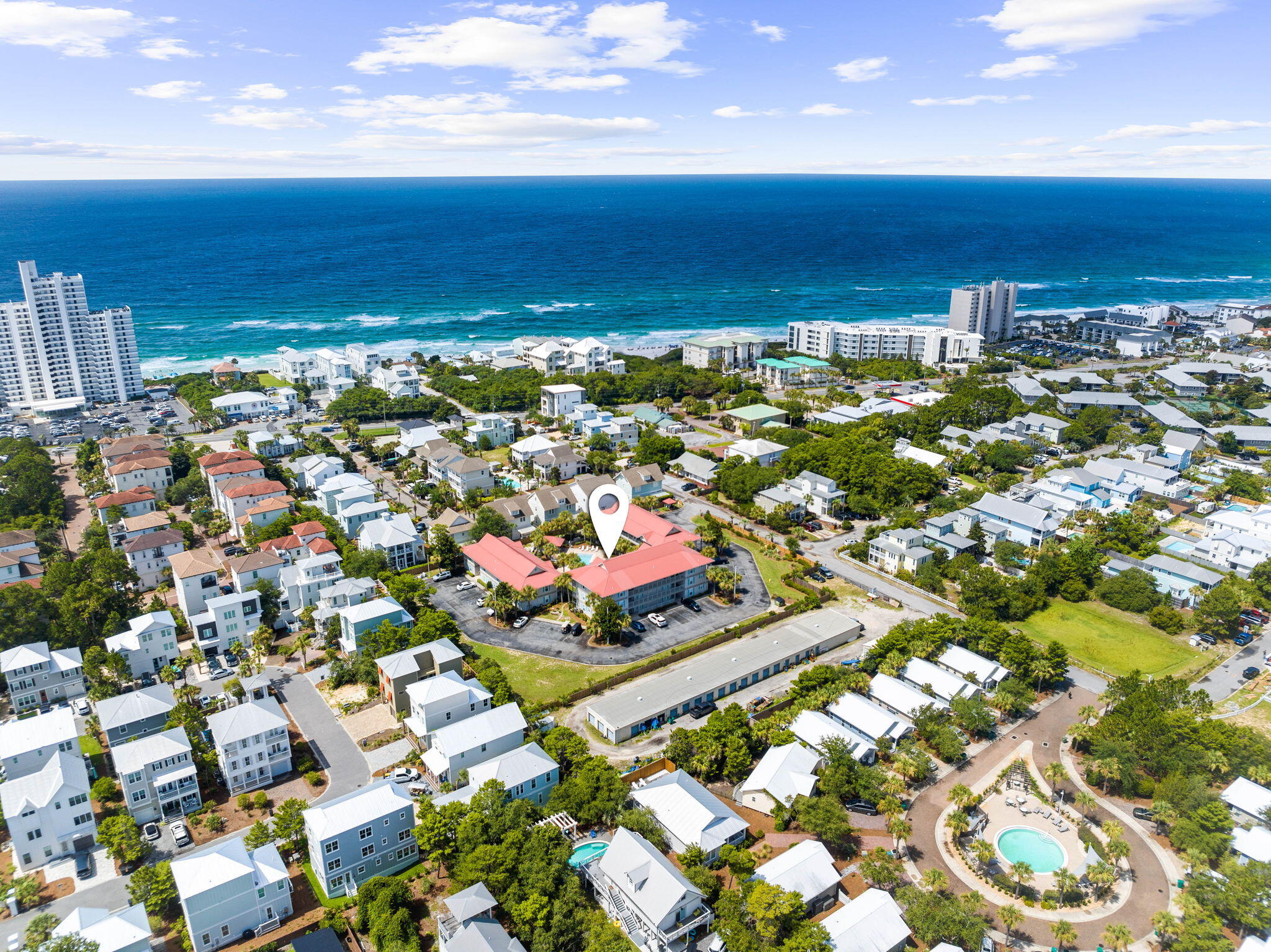 a view of a city with an ocean