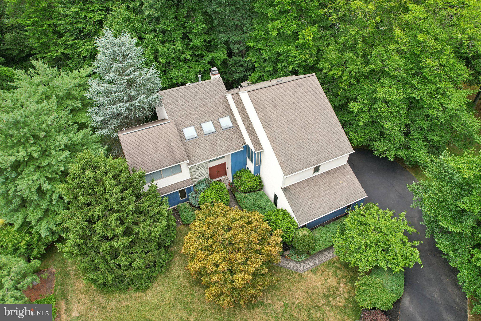 an aerial view of a house