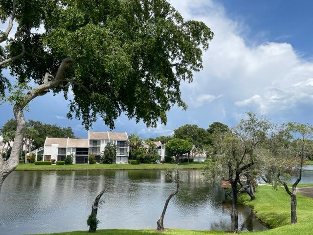 a view of a lake with houses