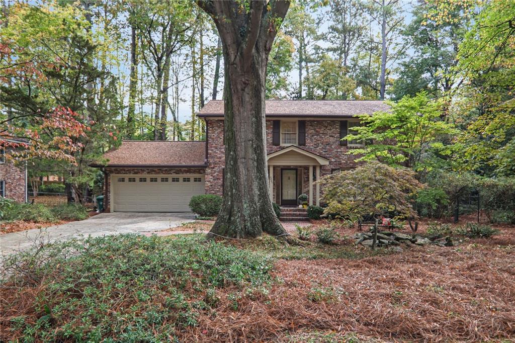 a view of a house with a tree in the yard