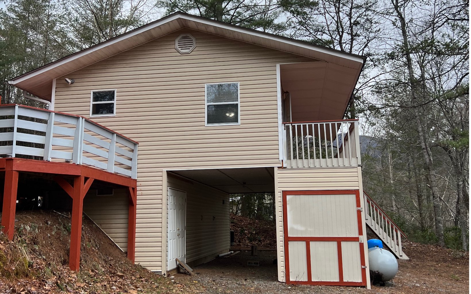 a front view of a house with balcony