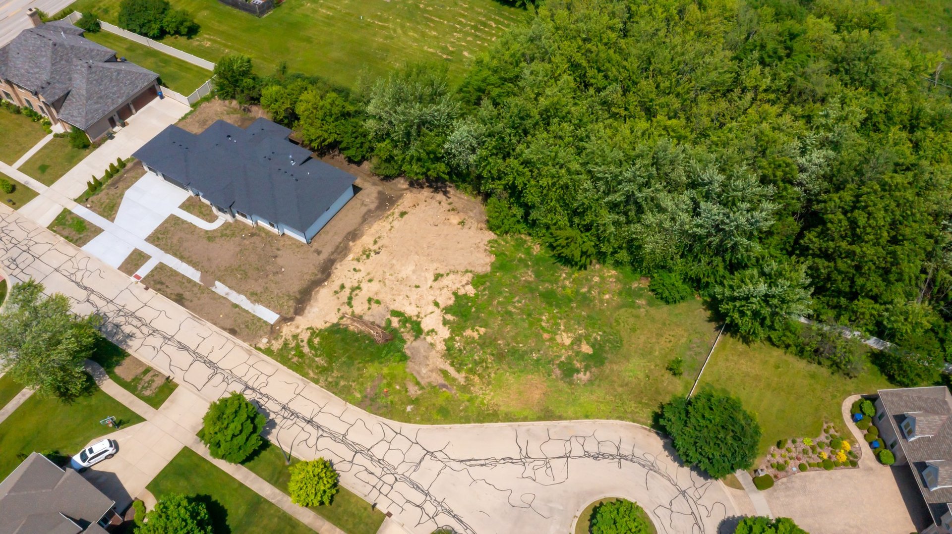 an aerial view of a house