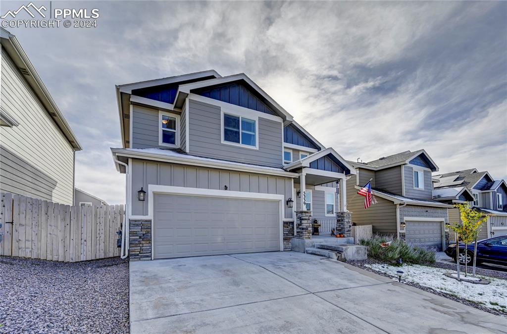 Newer constriction house with 2 car garage.