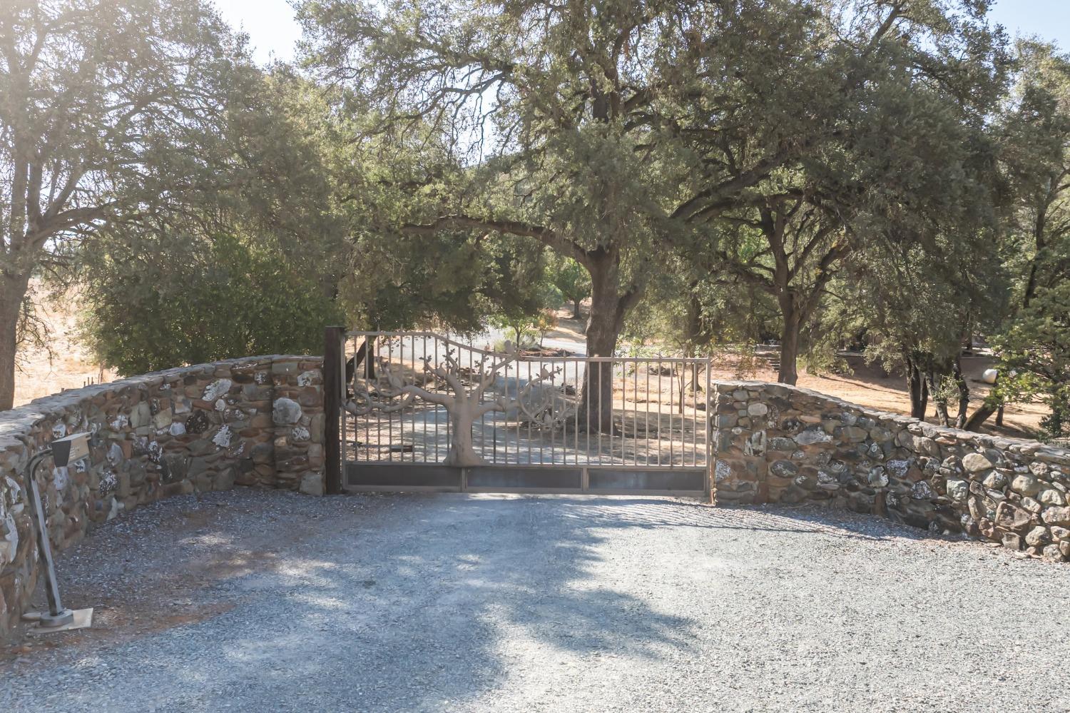 a view of outdoor space with iron fence