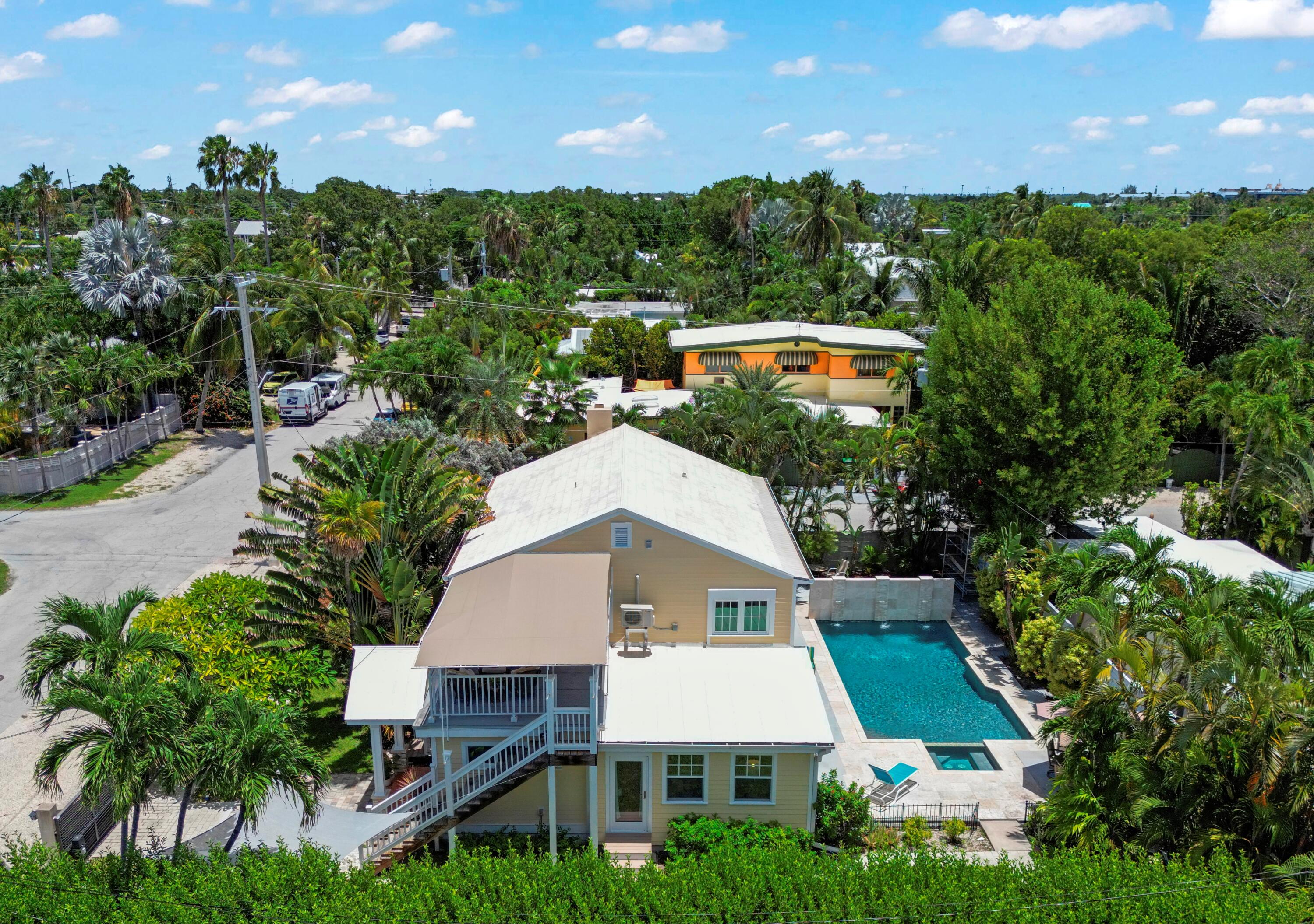 aerial home and pool